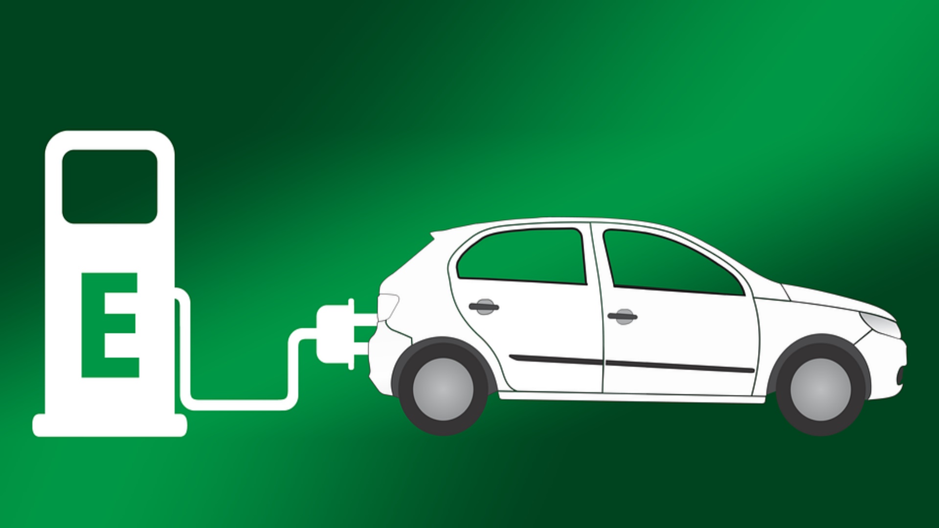 Zeichnung eines Elektroautos an einer Ladesäule – Symbol für die wachsende Bedeutung der E-Mobilität.