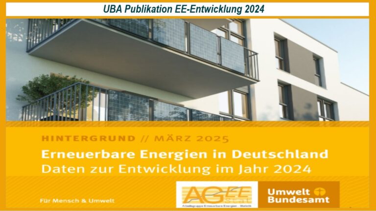 Titel der Publikation „Erneuerbare Energien in Deutschland 2024“ des Umweltbundesamts mit Daten zur Energiewende.
