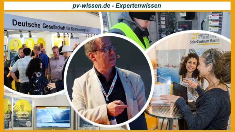 Messestand der DGS auf der Intersolar 2025 mit Experten zu Photovoltaik, Energiespeichern und Energiewende.