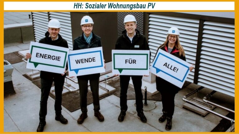 Vertreter von Green Planet Energy und Fördern & Wohnen präsentieren den neuen sozialen Wohnungsbau mit Solarstrom und Wärmepumpen.