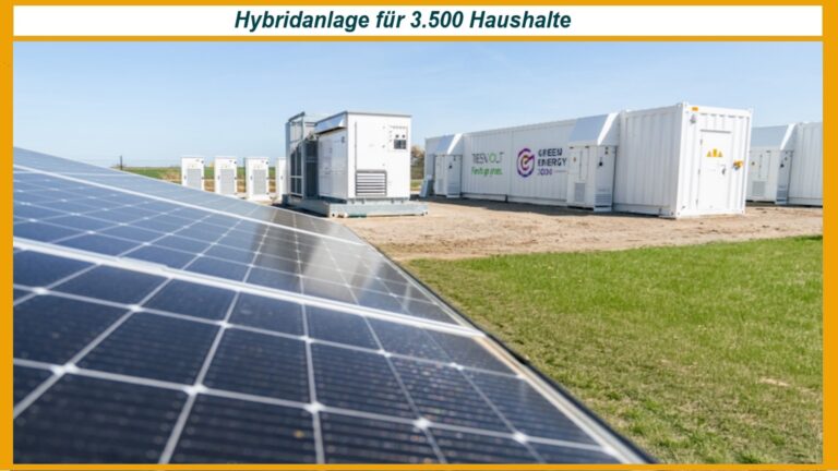 Hybridanlage in Gardessen: 12 MWp Photovoltaikanlage kombiniert mit 4 MW / 10 MWh Batteriespeicher zur stabilen grünen Stromversorgung für rund 3500 Haushalte.