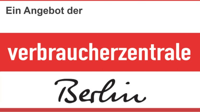 Logo der Verbraucherzentrale Berlin mit dem Schriftzug „Ein Angebot der …“.