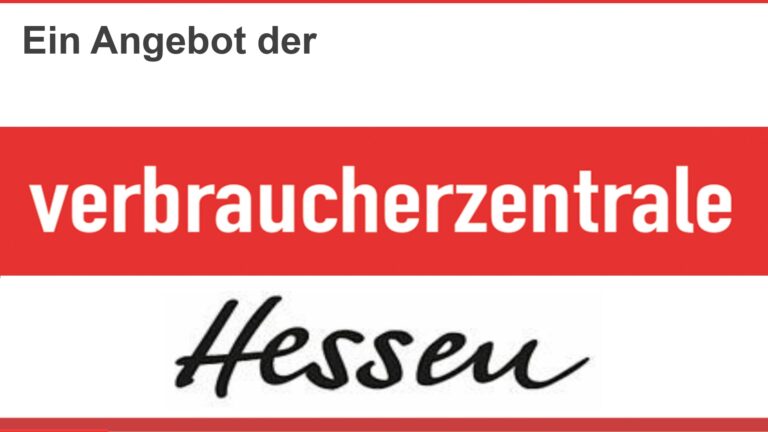 Logo der Verbraucherzentrale Hessen mit dem Schriftzug „Ein Angebot der …“.