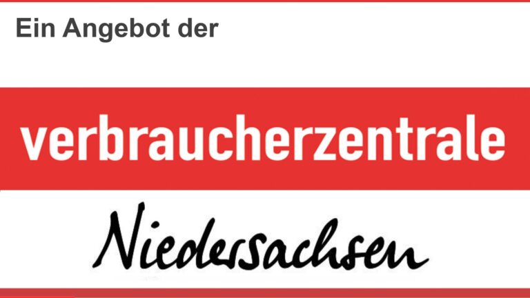 Logo der Verbraucherzentrale Niedersachsen mit dem Schriftzug „Ein Angebot der …“.