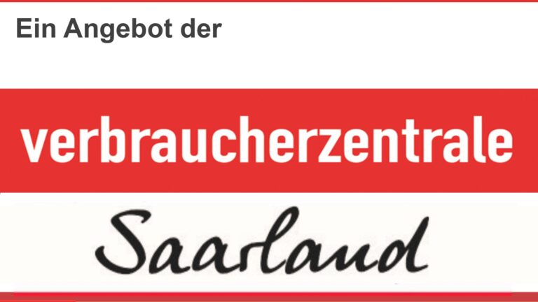 Logo der Verbraucherzentrale Saarland mit dem Schriftzug „Ein Angebot der …“.