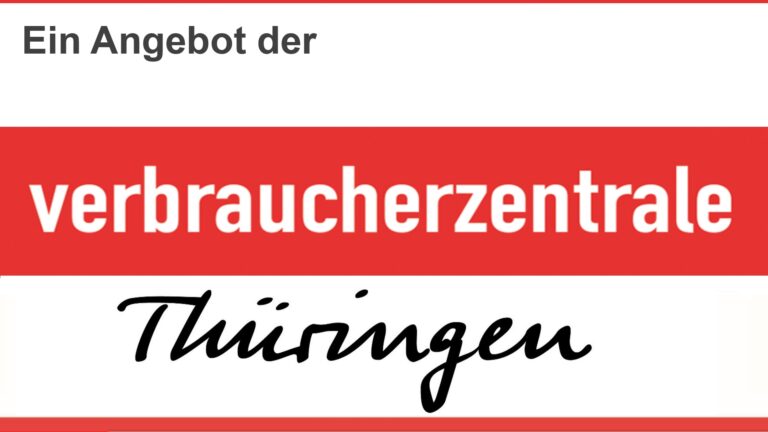 Logo der Verbraucherzentrale Thüringen mit dem Schriftzug „Ein Angebot der …“.