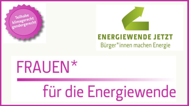 Logos der Kampagne „Frauen* für die Energiewende“ und des Netzwerks Energiewende Jetzt e.V.