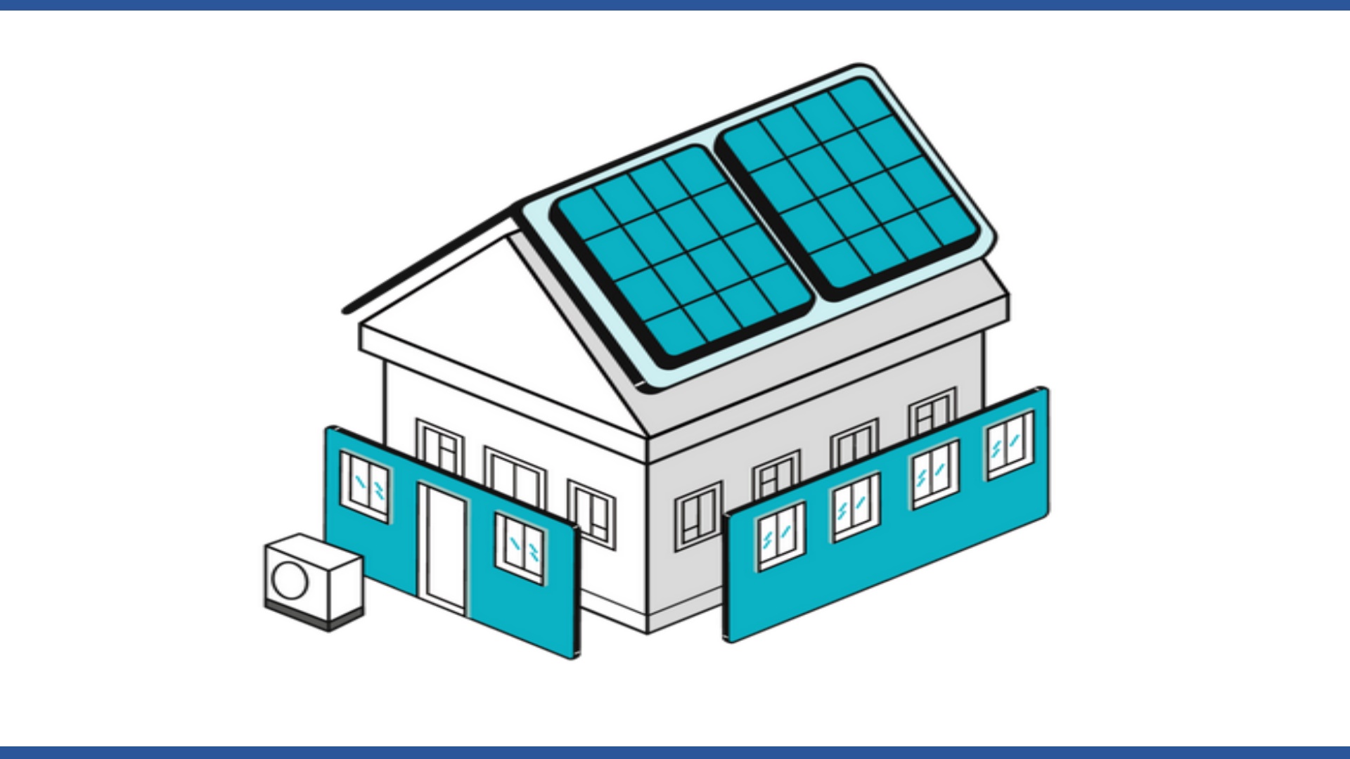 Schaubild zur seriellen Sanierung mit Photovoltaik, Energiespeicher und moderner Haustechnik im Einfamilienhaus