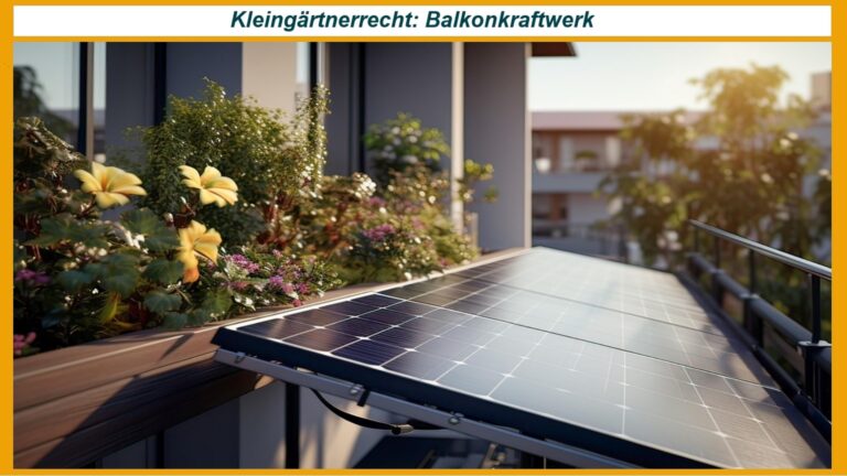 Ein Balkonkraftwerk in einem Kleingarten versorgt Geräte mit Solarstrom zur Unterstützung der Energiewende.