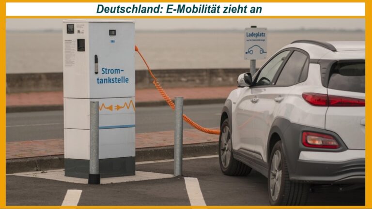 Ein Elektroauto lädt an einer öffentlichen Ladestation – Symbolbild für die Energiewende im Verkehr.