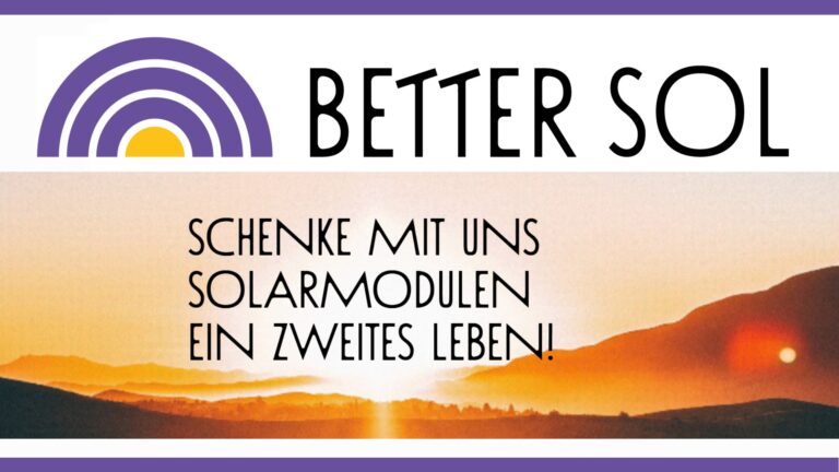 Logo von Better Sol mit Slogan zur Wiederverwendung gebrauchter Solarmodule und zur Energiewende