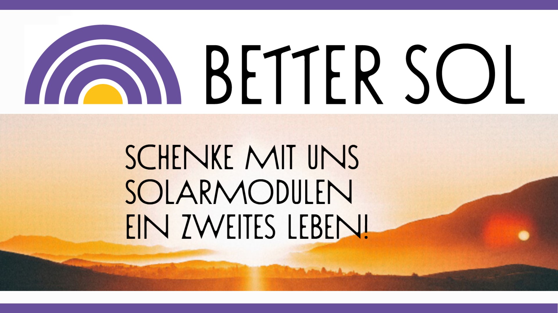 Logo von Better Sol mit Slogan zur Wiederverwendung gebrauchter Solarmodule und zur Energiewende