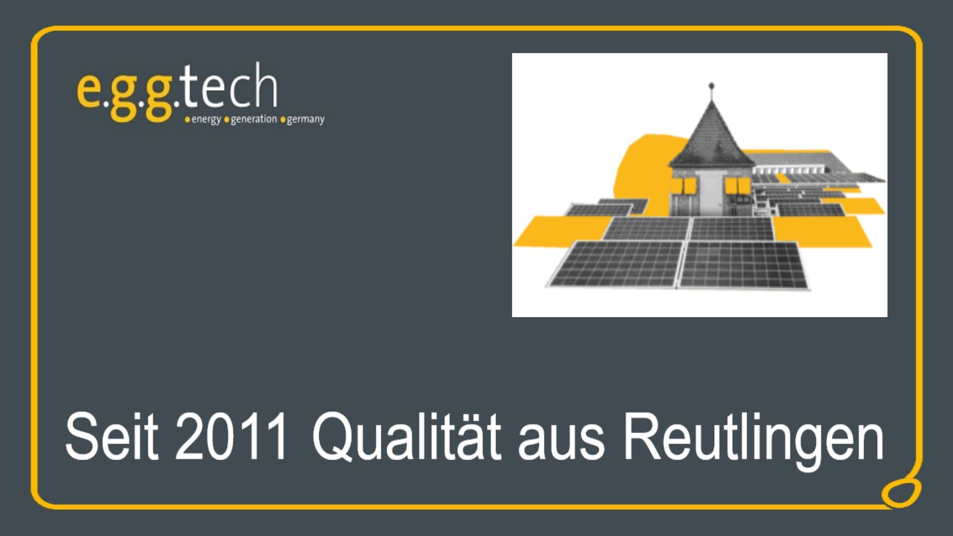 Zeichnung einer Solaranlage mit dem Slogan „Seit 2011 Qualität aus Reutlingen“