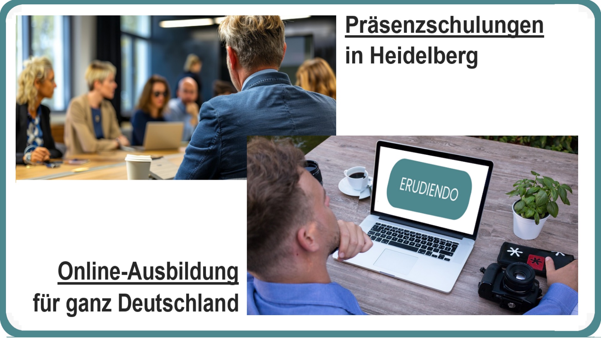 Teilnehmer bei einer Schulung in Präsenz und online bei einer Photovoltaik-Schulung über Laptop.