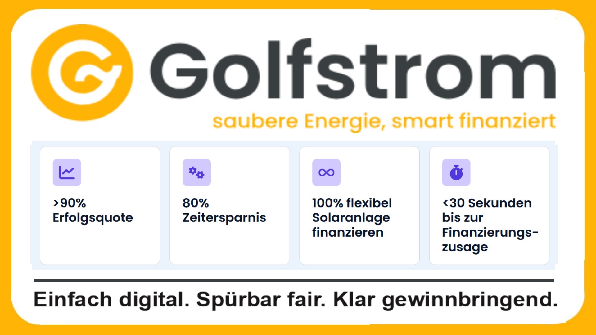 Golfstrom-Logo mit Vorteilsübersicht: