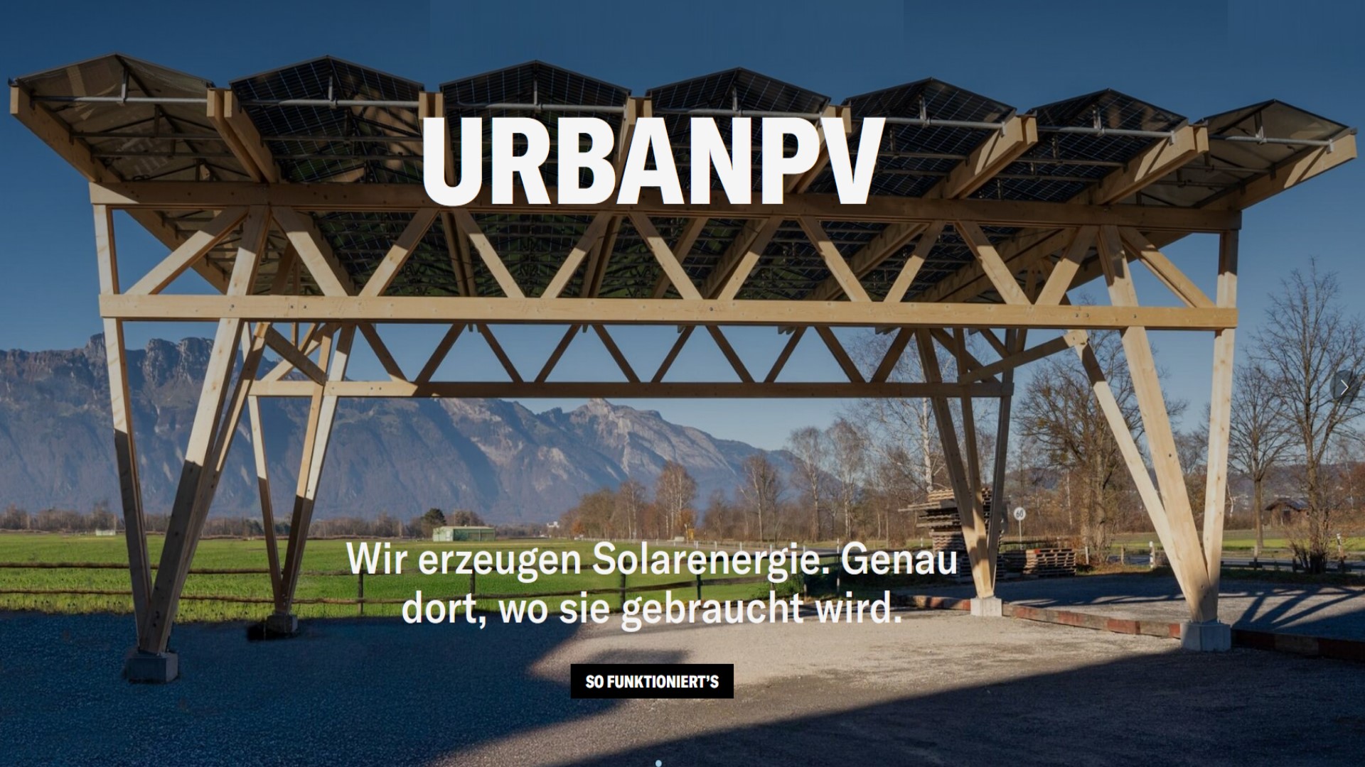Weitere Ansicht der UrbanPV-Überdachung – stilvoller Solarstrom aus integrierten Photovoltaiklösungen.
