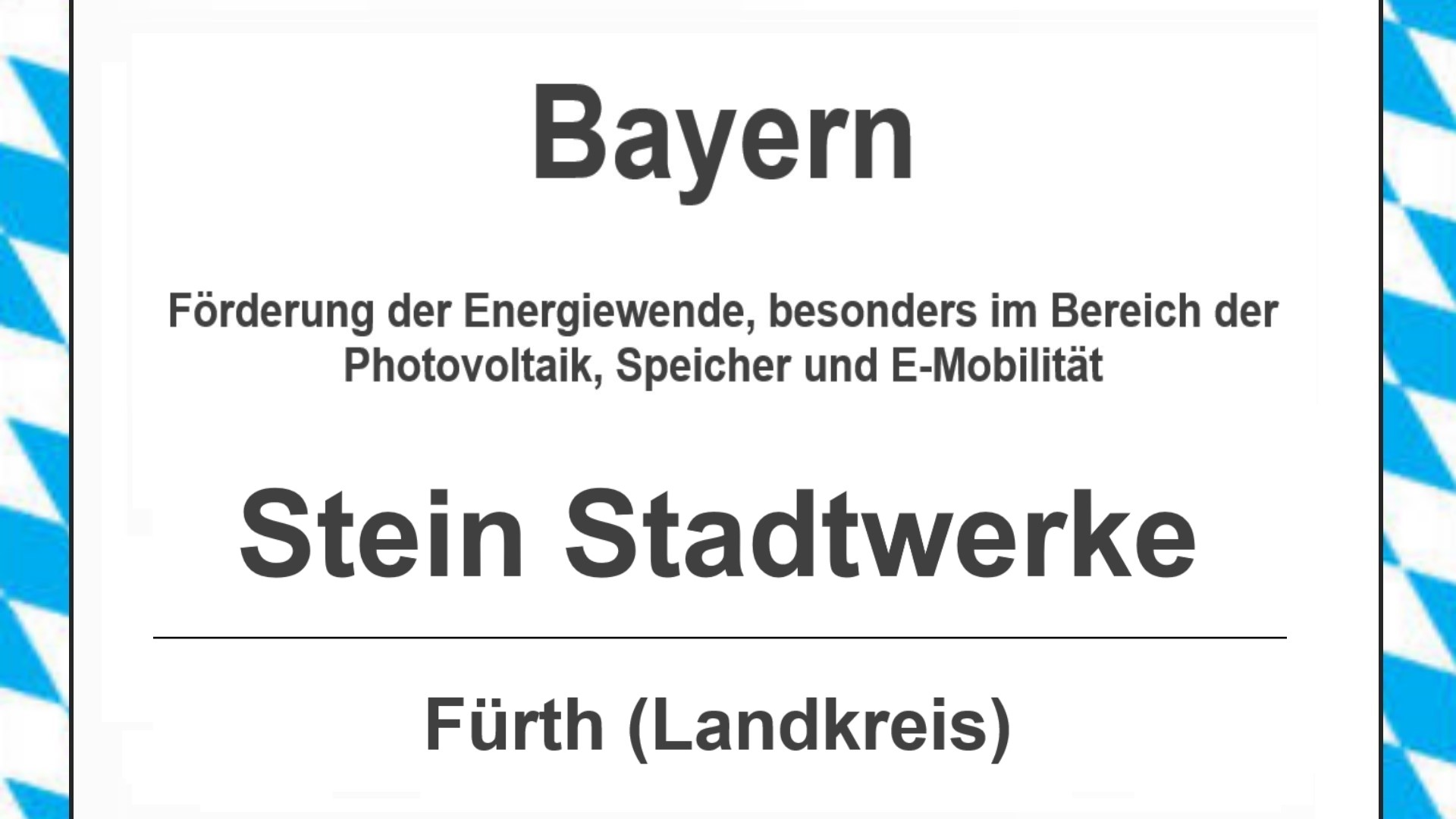 Text auf diesem Bild: Gemeinde im Landkreis Fürth, Bayern, Förderungen zur Energiewende, besonders für Photovoltaikanlagen, Speicher und E-Mobilitaet