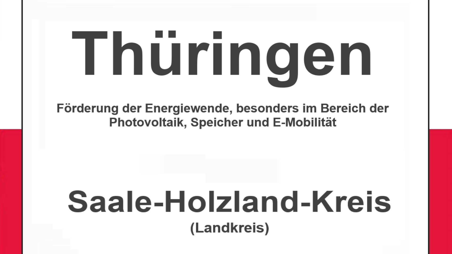 Text auf einem Bild: Thüringen, Saale-Holzland-Kreis, Energiewendeförderung mit Fokus auf PV, Speicher, E-Mobilität