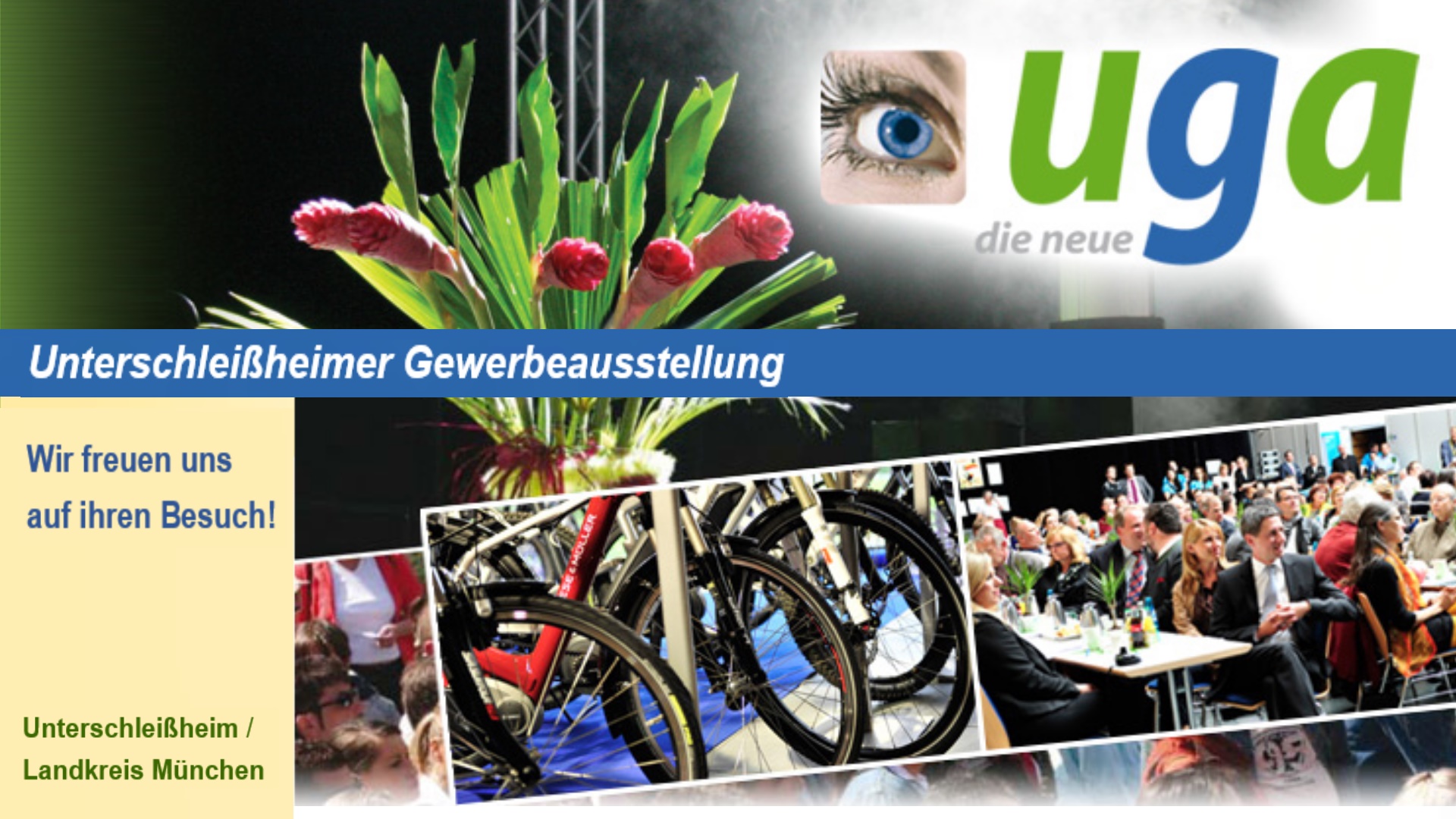 Logo der Unterschleißheimer Gewerbeausstellung mit Fokus auf Photovoltaik und Energiewende