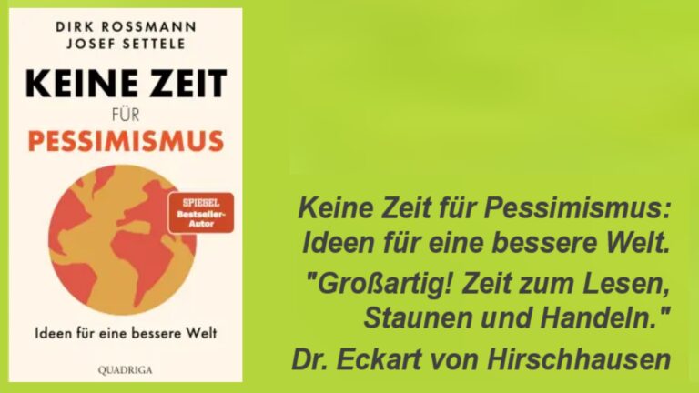 Cover des Buches „Keine Zeit für Pessimismus“ mit Zitat von Dr. Eckart von Hirschhausen.