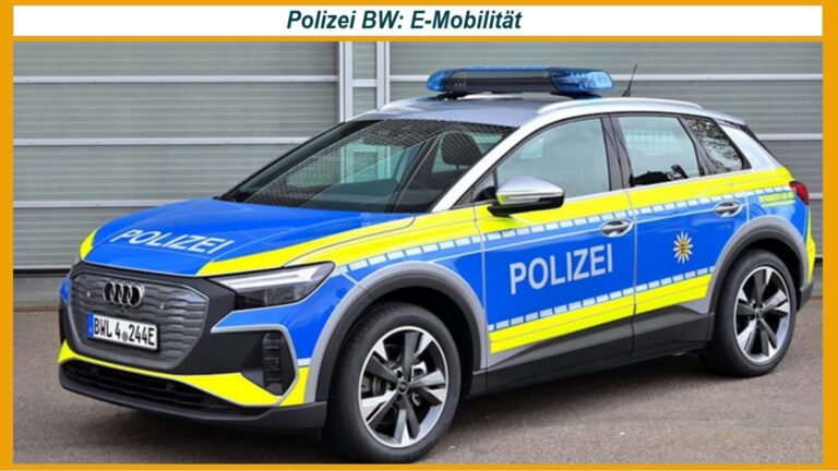Elektro-Polizeiauto in Baden-Württemberg als Teil der klimafreundlichen Mobilitäts- und Energiewende-Initiative