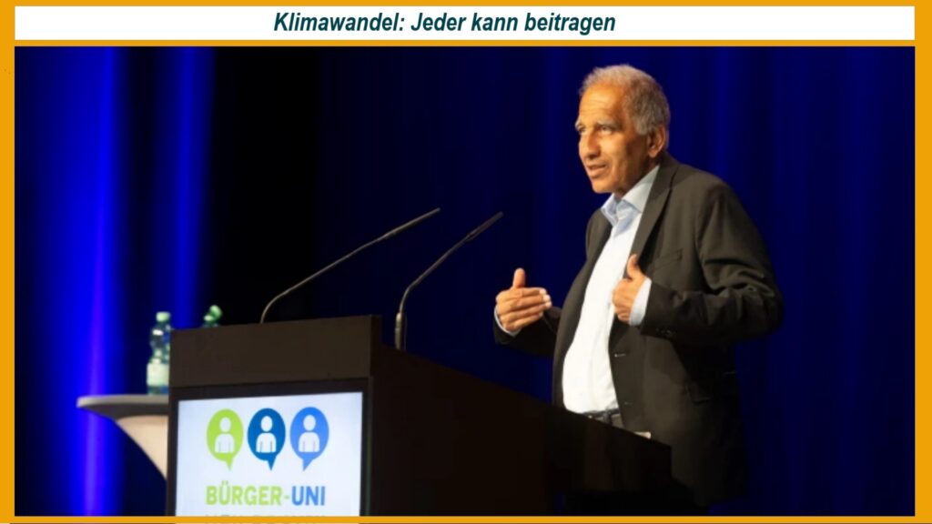 Prof. Mojib Latif spricht beim Bürger-Uni-Vortrag über Klimawandel, Solarenergie und Energiespeicher.