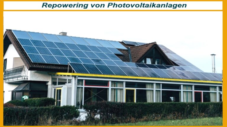 Beispielbild einer Photovoltaik-Anlage, die durch Repowering Leistung und Energiespeicher optimiert.
