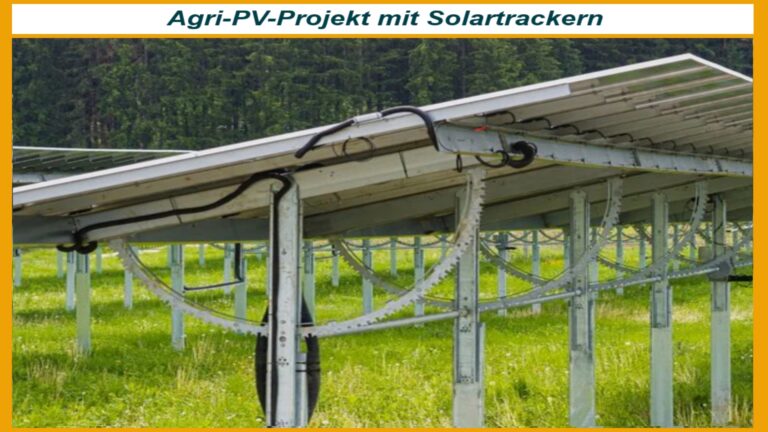 Detailaufnahme eines einachsigen Solartrackers im Agri-PV-Park Veringenstadt zur Optimierung von Photovoltaik.