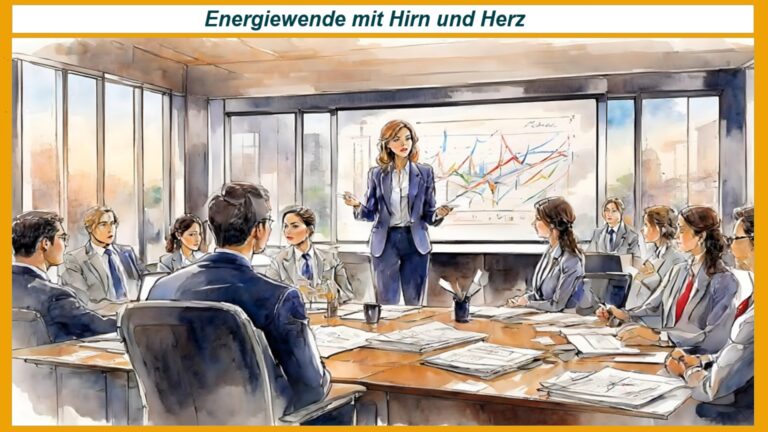 Eine Gruppe von Menschen sitzt um einen großen Konferenztisch, während eine Frau vorne vor einem Flipchart steht und etwas erklärt.