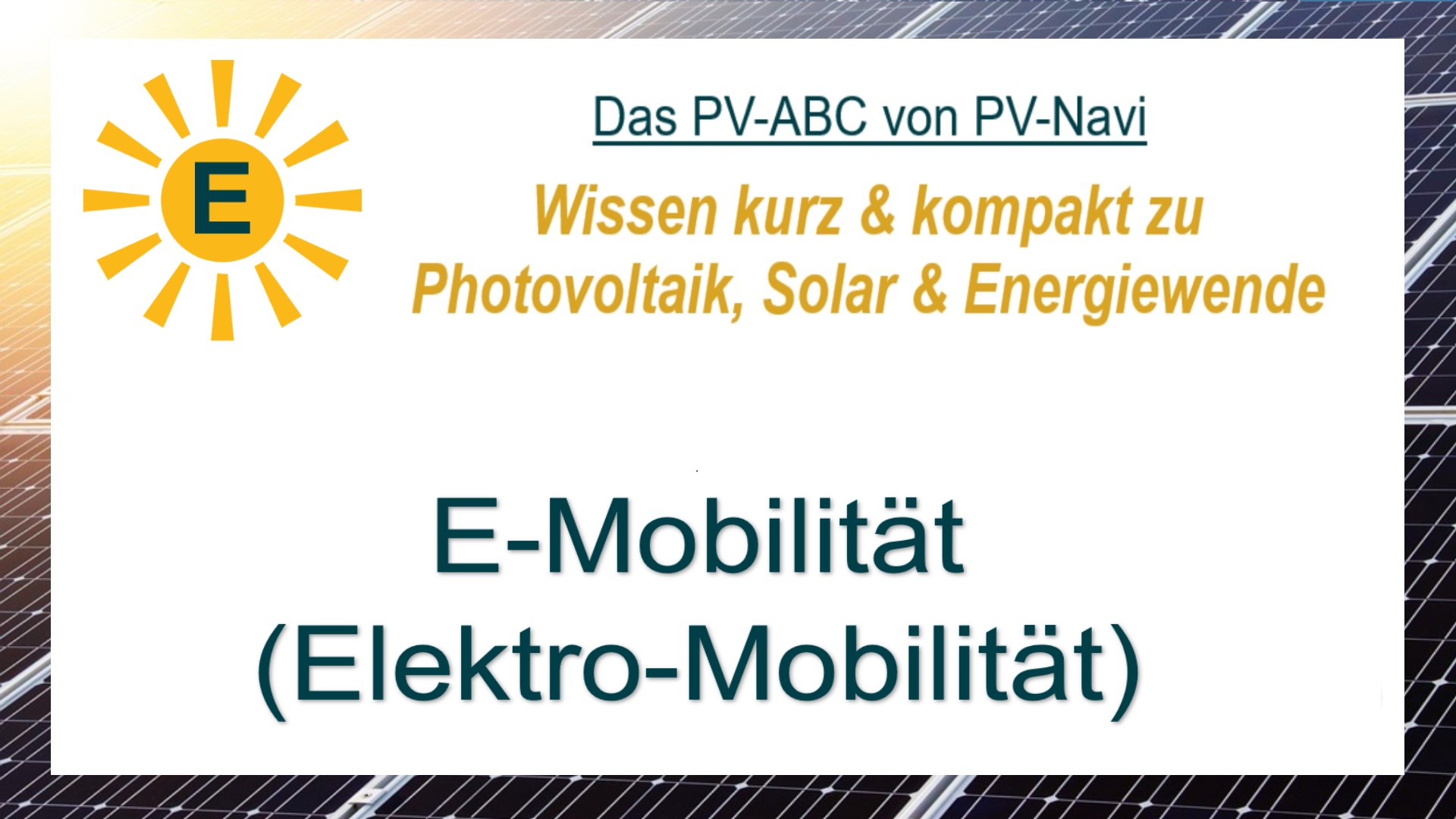 Bild mit dem Begriff „E-Mobilität (Elektro-Mobilität)“, das die Nutzung elektrisch betriebener Fahrzeuge beschreibt. Sie umfasst Pkw, Busse, Laster und Zweiräder, die mit Strom statt fossilen Energieträgern angetrieben werden.