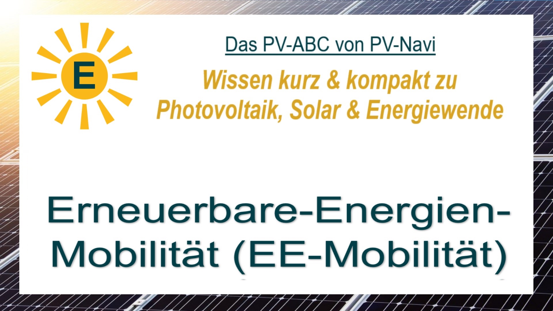 Bild mit dem Begriff „Erneuerbare-Energien-Mobilität (EE-Mobilität)“, das auf Verkehr verweist, der mit erneuerbaren Energien betrieben wird.