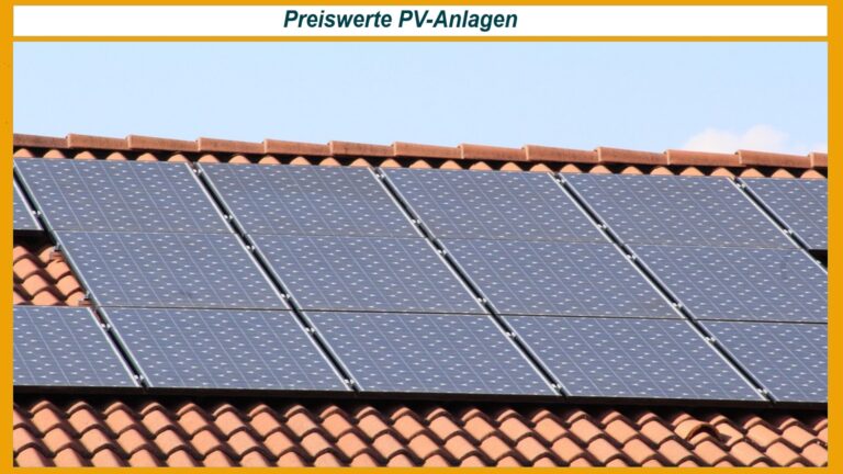Symbolfoto einer Photovoltaikanlage auf dem Dach eines Einfamilienhauses. Die Module wandeln Sonnenlicht in Strom um und veranschaulichen die sinkenden Preise für Solaranlagen 2025 sowie die steigende Attraktivität von Solarstrom für Hausbesitzer.