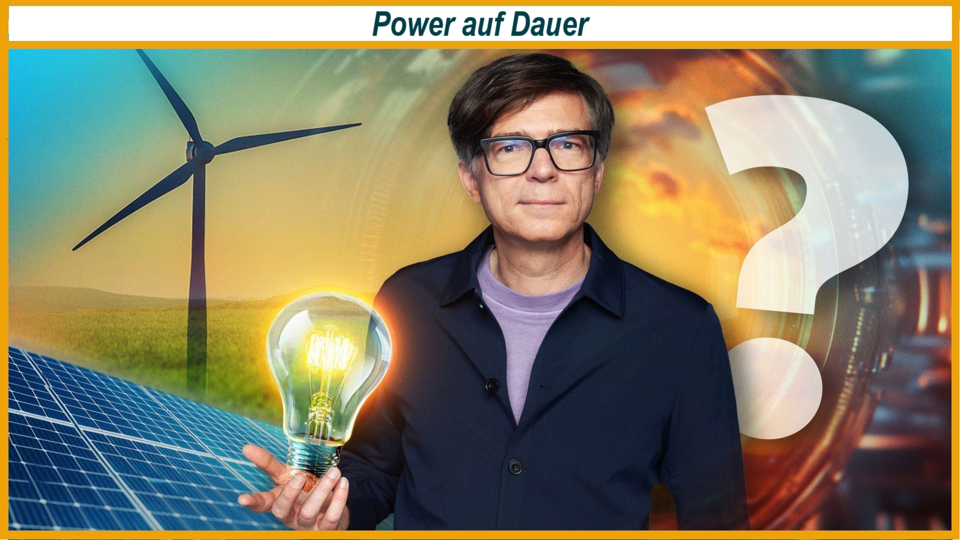 Das Bild zeigt Ralph Caspers von der Quarks-Redaktion mit einem Symbolhintergrund zur Energiewende