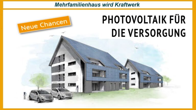 Titelbild der DGS-Broschüre zeigt Mehrfamilienhäuser mit Photovoltaik auf Dach und Fassade.