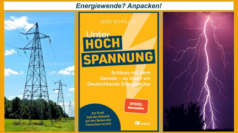 Buchcover von Unter Hochspannung über Deutschlands Energiewende mit Fokus auf Solarenergie, Photovoltaik und innovative Energiespeicher.