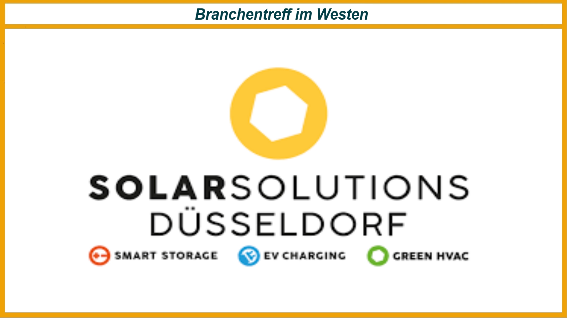 Logo der Fachmesse „Solar Solutions Düsseldorf“ mit stilisierter Sonne und modernem Schriftzug.