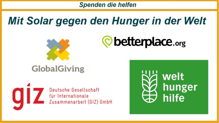 Vier Hilfsorganisationen präsentieren sich gemeinsam: Solarenergie als Chance gegen Hunger, Armut und fehlende Infrastruktur weltweit.