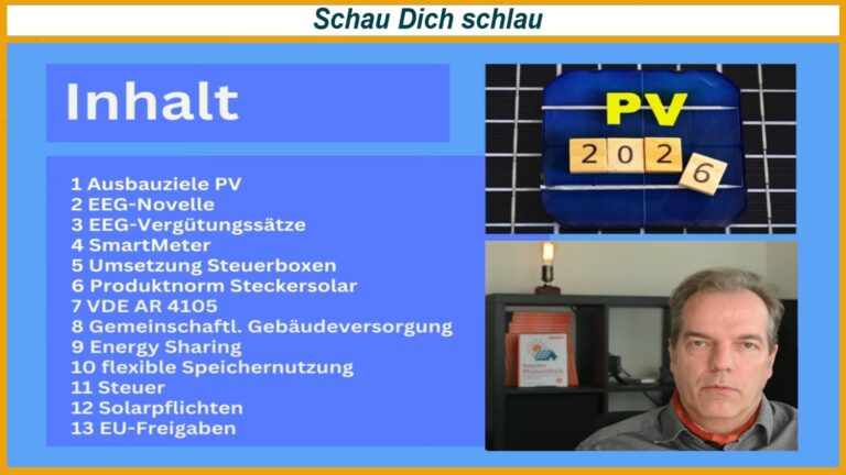 Übersichtsgrafik mit Themenliste zur Photovoltaik 2026 neben Porträt von PV-Experte Jörg Sutter.