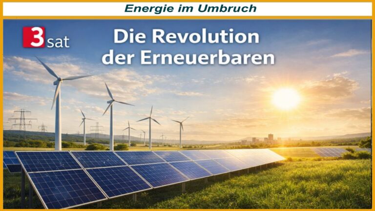 Solar- und Windanlagen stehen symbolisch für die Themen der 3sat-Dokumentation zur Energiewende und Photovoltaik. Die Revolution der Erneuerbaren.