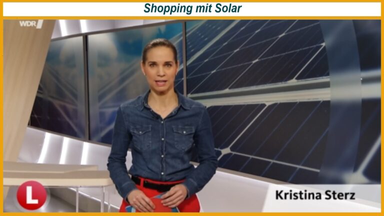 Titelbild aus der WDR Lokalzeit zeigt Photovoltaikanlage auf dem Dach des Werre-Parks in Bad Oeynhausen.