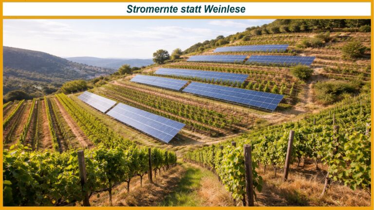 Photovoltaik Anlage auf terrassierter ehemaliger Weinbergfläche in Hanglage