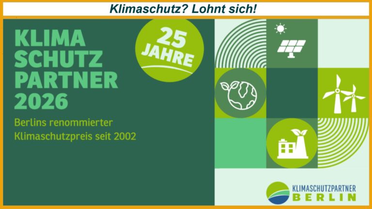 Logo Klimaschutzpartner Berlin zeigt 25 Jahre Energiewende mit Fokus auf Photovoltaik und nachhaltige Projekte