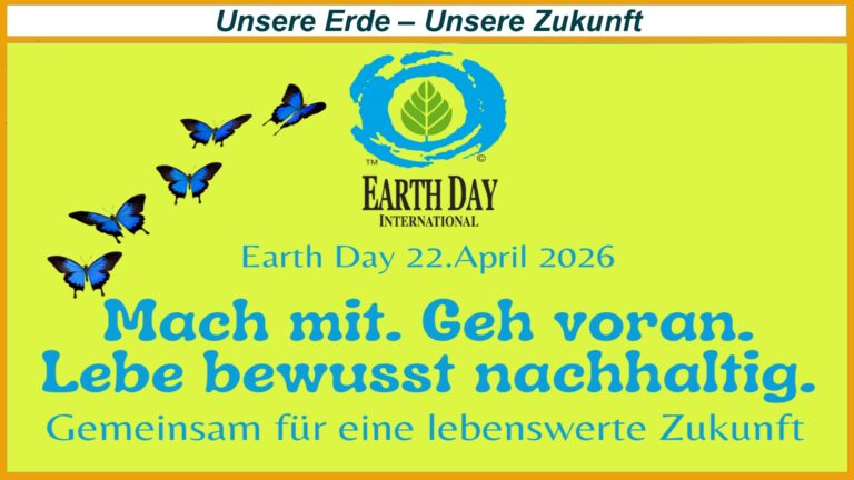 Offizielles Earth Day Plakat 2026 mit Aufruf zu nachhaltigem Handeln und gemeinsamer Verantwortung für die Zukunft