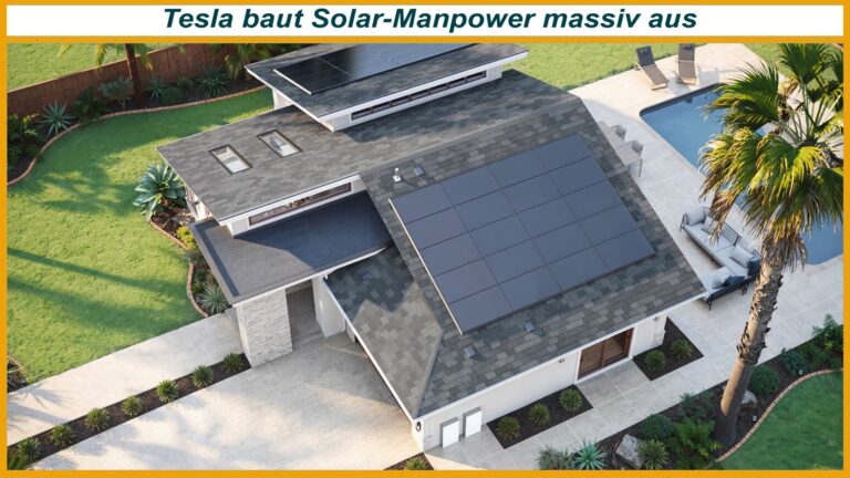 Luftaufnahme eines Hausdachs mit Tesla Photovoltaikmodulen zur Solarstromerzeugung in Wohngebäuden