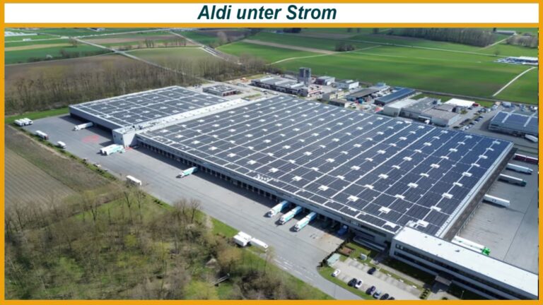 Große Photovoltaikanlage auf Industriedach von Aldi suisse erzeugt Solarstrom für tausende Haushalte und stärkt die Energiewende vor Ort
