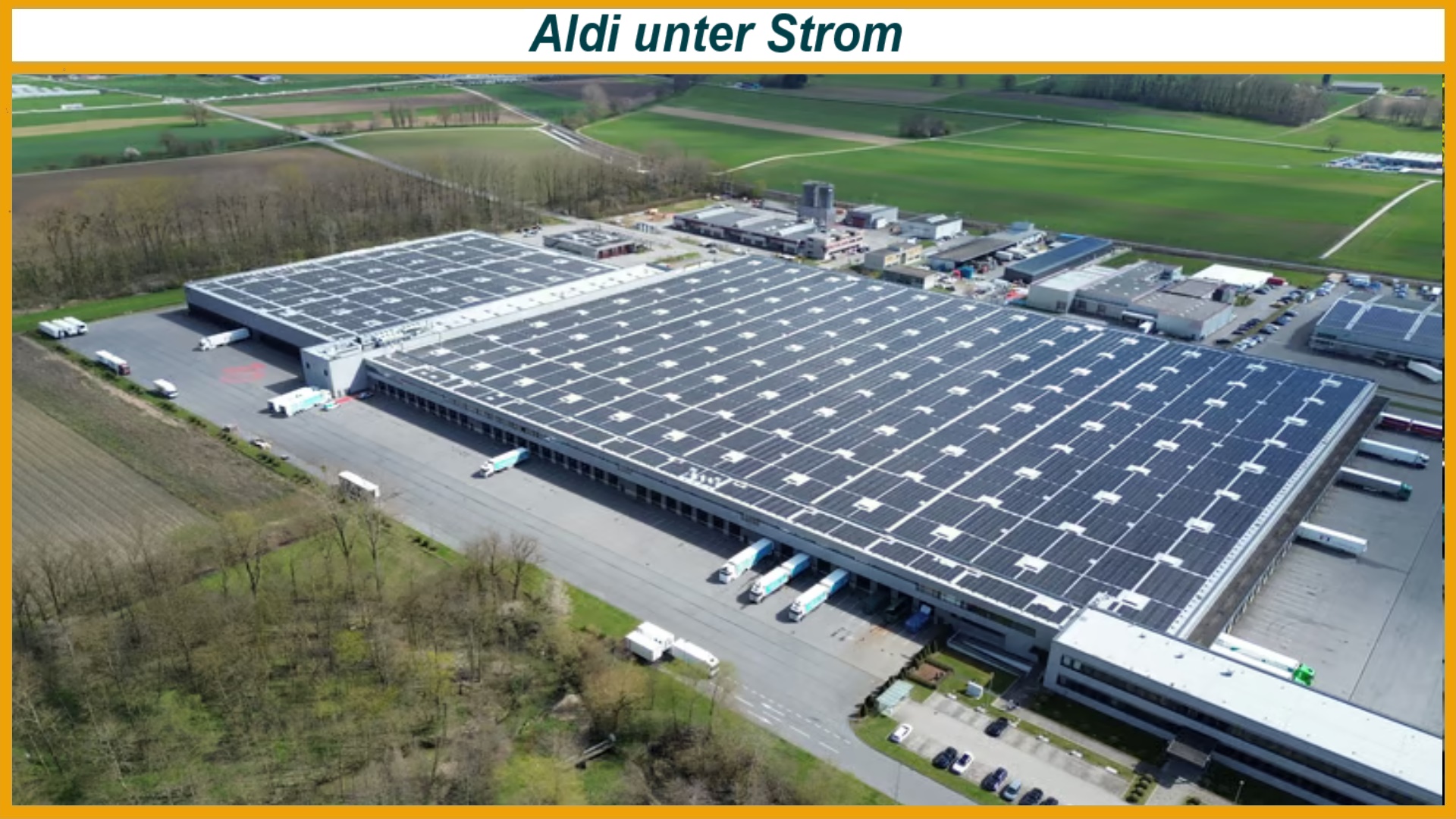 Große Photovoltaikanlage auf Industriedach von Aldi suisse erzeugt Solarstrom für tausende Haushalte und stärkt die Energiewende vor Ort