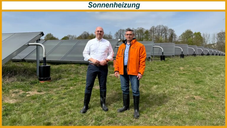 Vertreter der Stadtwerke Lübeck präsentieren neuen Solarthermiepark für klimafreundliche Fernwärme und Energiewende