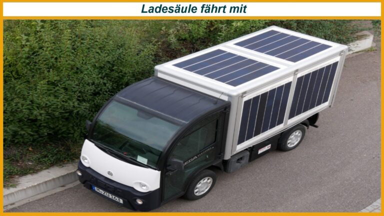 Elektrischer Mini-Lkw des Fraunhofer ISE mit integrierten Solarmodulen auf Dach- und Seitenflächen als Demonstrator für Fahrzeug-Photovoltaik