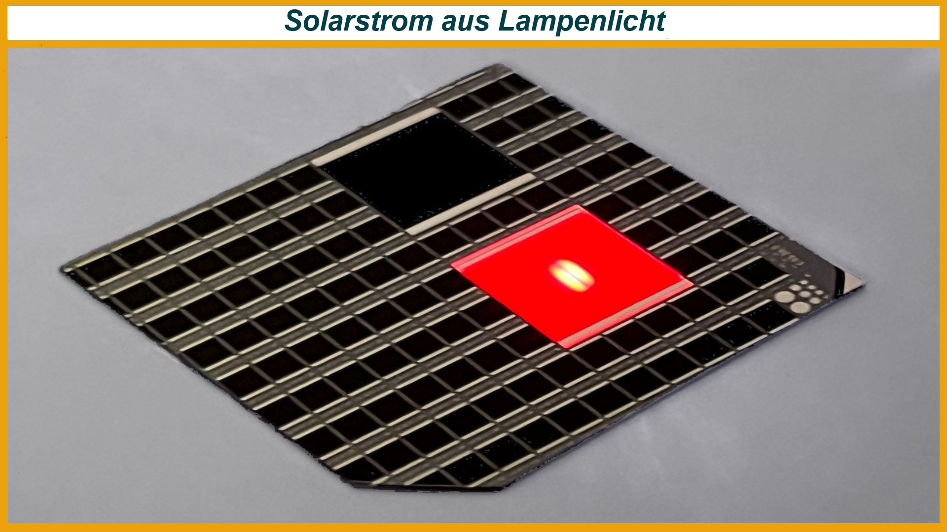 Rot leuchtende GaInP-Innensolarzelle des Fraunhofer ISE unter Laseranregung als Demonstrator für Photovoltaik in Innenräumen