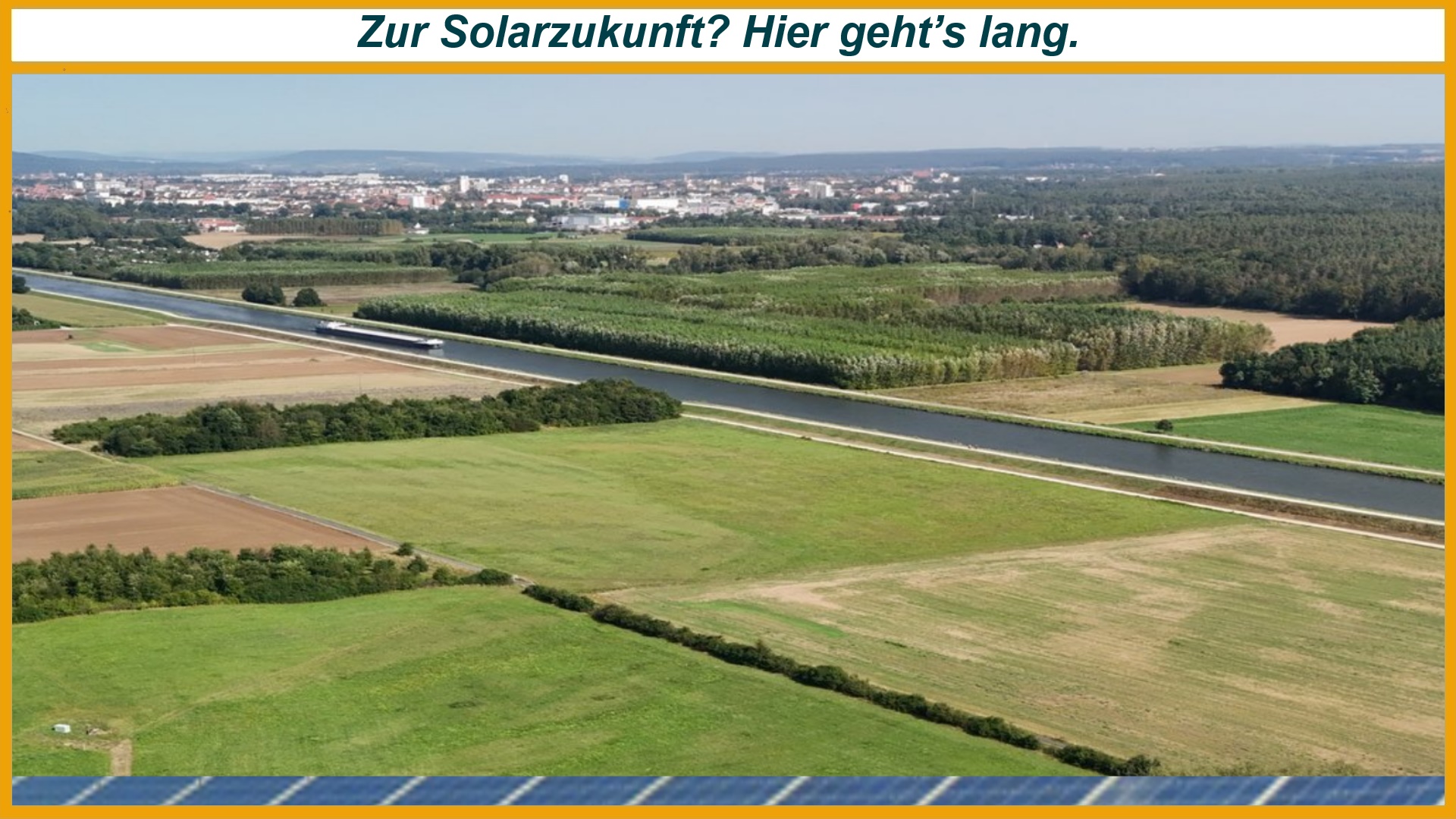 Luftaufnahme des Rhein-Main-Donau-Kanals bei Bamberg als Standort eines geplanten Solarparks